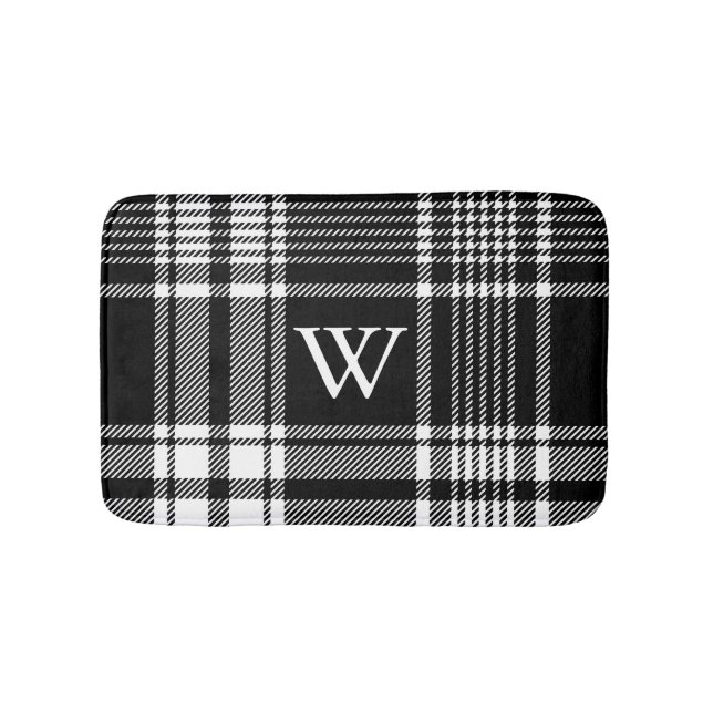 Tapis De Bain Tartan noir et blanc (Devant)