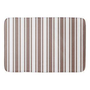 Tapis De Bain Taupe brun et blanc bonbons rayures