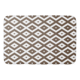 Tapis De Bain Taupe motif diamant brun et blanc
