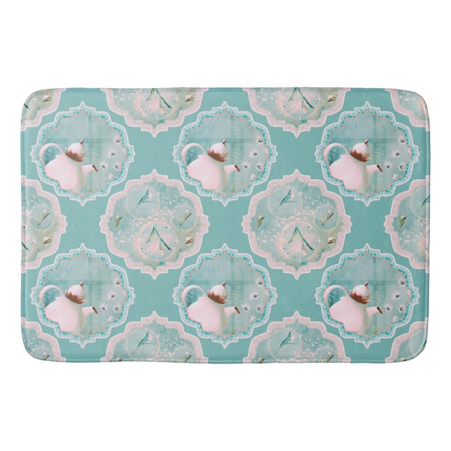 Tapis De Bain Tea time menthe vert et rose Rug (Devant)