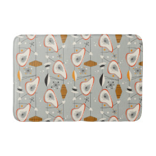 Tapis De Bain Teal géométrique et motif bleu