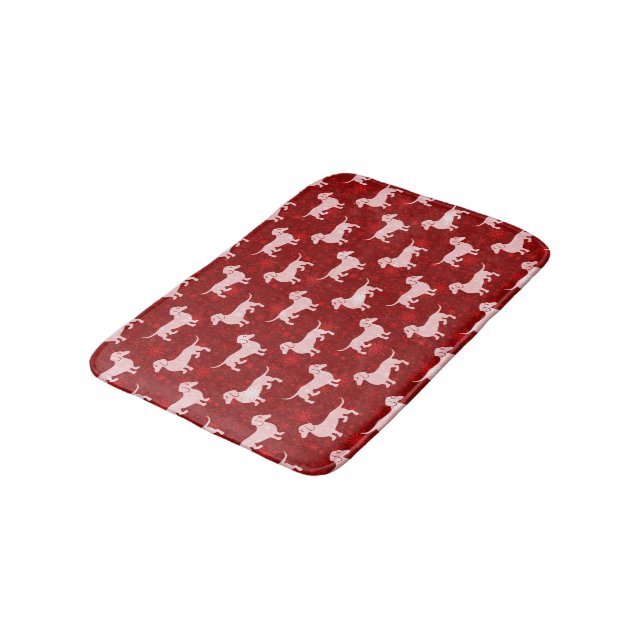 Tapis De Bain Teckels de flocon de neige de Noël rouges (Angle)