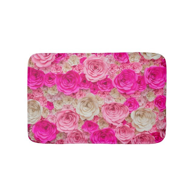 Tapis De Bain teintes roses : rose, mélange blanc. (Devant)