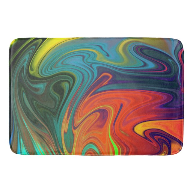 Tapis De Bain Tendance néon orange rouge bleu jaune vert Abstrai (Devant)