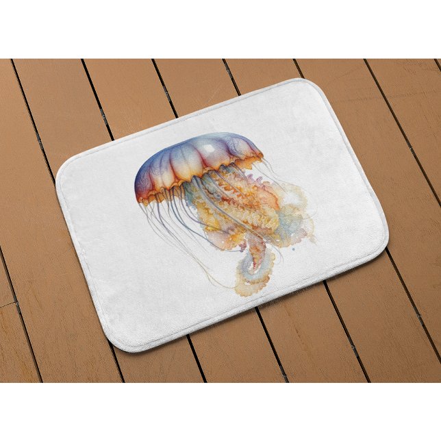 Tapis De Bain Tentacles de coucher de soleil : Aquarelle côtière (Créateur téléchargé)