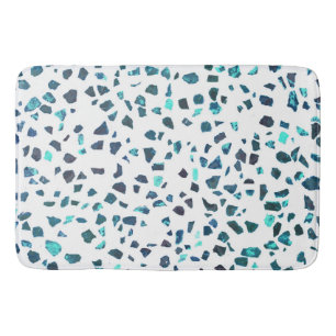 Tapis De Bain Terrazzo Turquoise Marbré Abstrait moderne