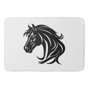 Tapis De Bain Tête de magnifique cheval noir  