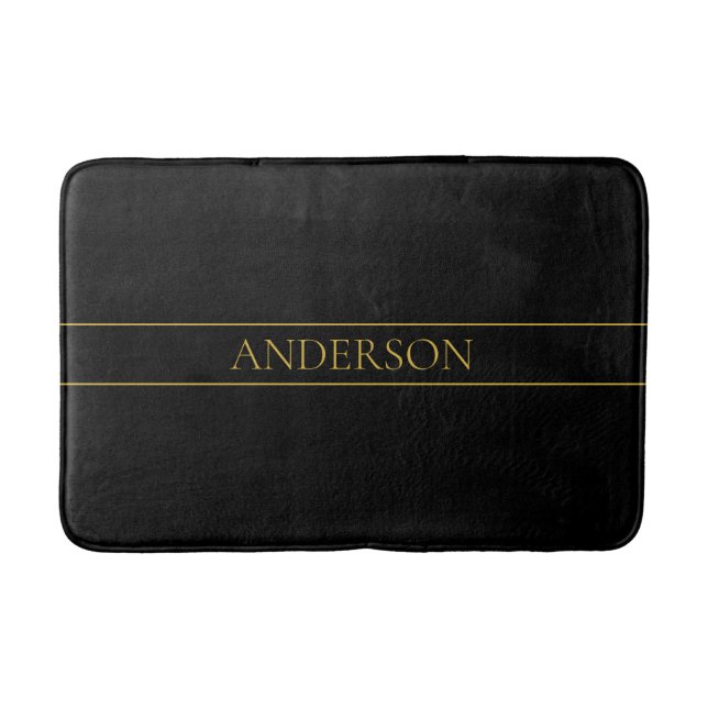 Tapis De Bain Texte et lignes Gold personnalisables (Devant)