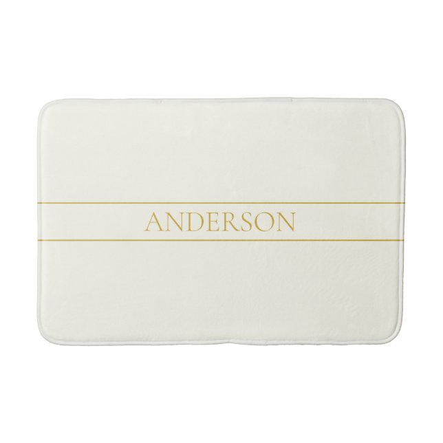 Tapis De Bain Texte personnalisable simple et élégant | Or blanc (Devant)