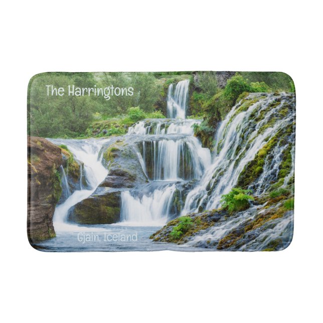 Tapis De Bain Texte Personnalisé Cascades de Gjain, Islande (Devant)