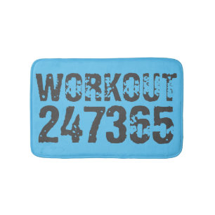 Tapis De Bain Texte usé et rayé Workout 247365 bleu