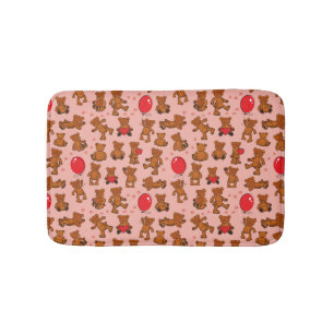 Tapis De Bain Texture avec le nounours, coeurs
