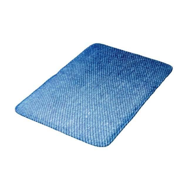 Tapis De Bain Texture de Denim bleu (Angle)
