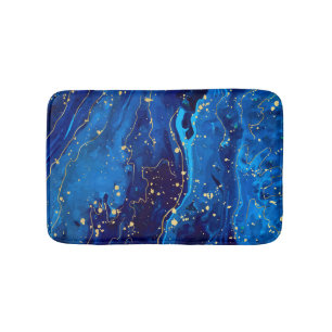 Tapis De Bain Texture de marbre bleu or luxueux