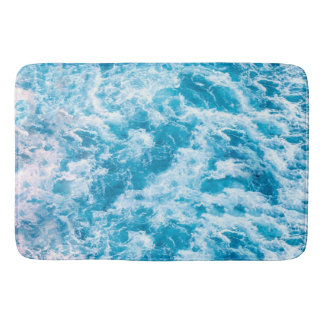 Tapis De Bain Texture d'onde bleu océan