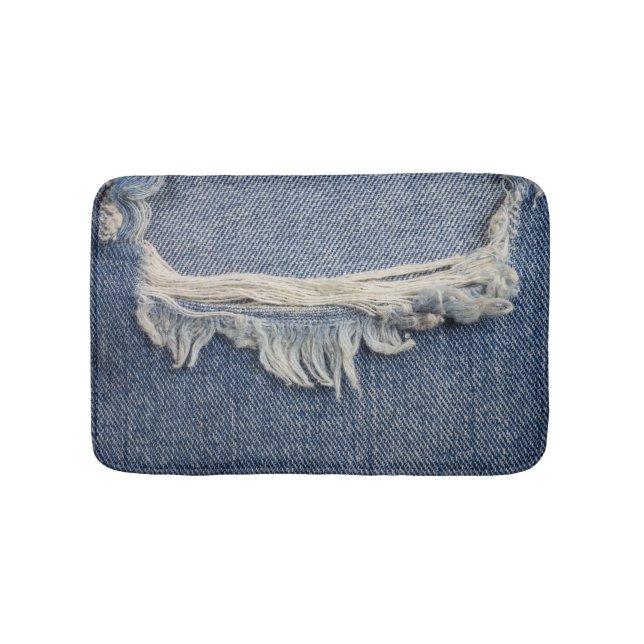 Tapis De Bain Texture jean déchiré, arrière - plan élégant. (Devant)
