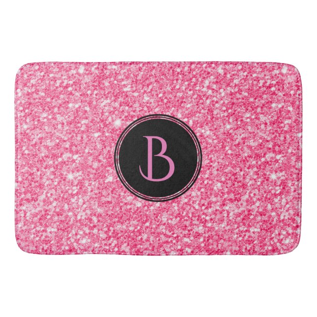 Tapis De Bain Texture Parties scintillant rose moderne avec Mono (Devant)