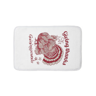 Tapis De Bain Textured Turkey Drawing in Rich Red Sepia on Pale 