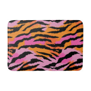 Tapis De Bain Tiger Stripes Poster de animal Lavande et Orange G