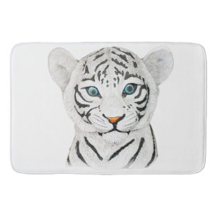 Tapis De Bain Tigre blanc croustillant - Art faunique mignon