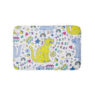 Tapis De Bain Tigre infantile et Motif arc-en-ciel
