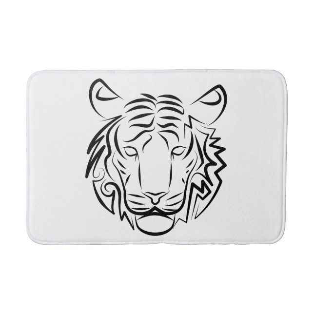Tapis De Bain Tigre tribal noir et blanc (Devant)
