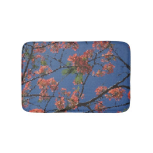 Tapis De Bain Tissu floral, bleu