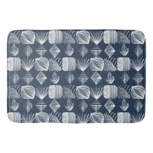 Tapis De Bain Tissu Tribal des Caraïbes audacieux : bleu marine 