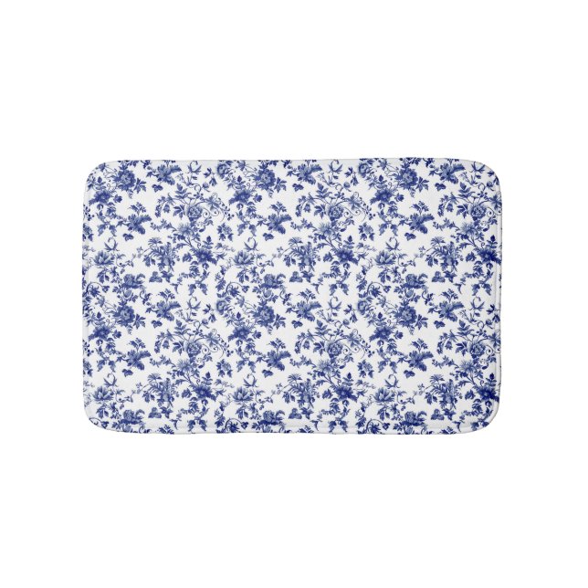 Tapis de bain toile bleu personnalisé (Devant)
