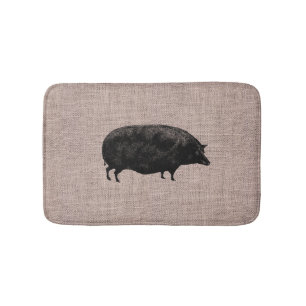 Tapis De Bain Toile de jute rustique de Faux de porc vintage