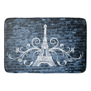 Tapis De Bain Toit bleu Eiffel Grunge Bain Mat