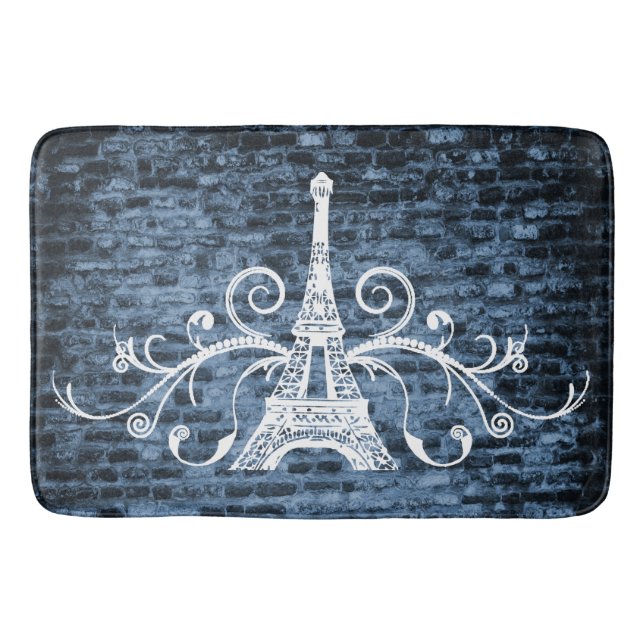 Tapis De Bain Toit bleu Eiffel Grunge Bain Mat (Devant)