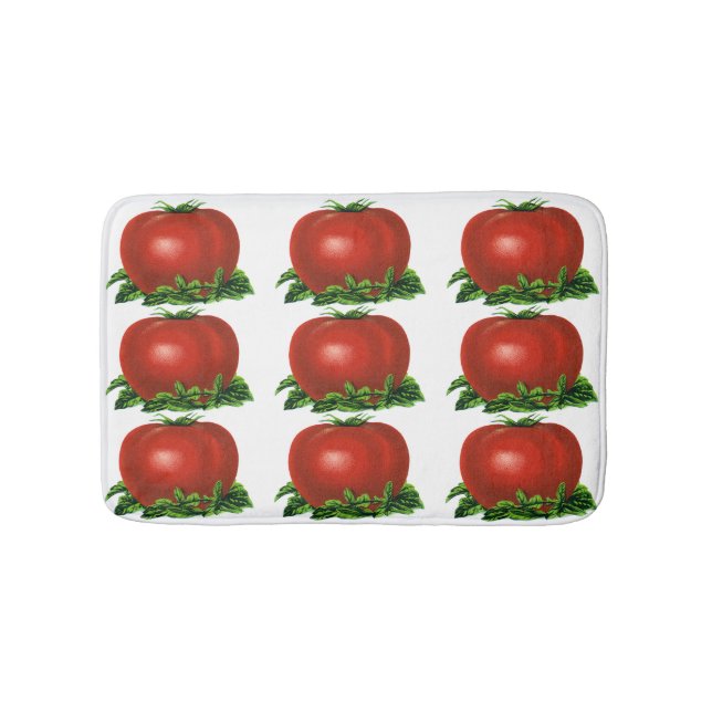 Tapis De Bain Tomate Rouge Mûr Vintage, Légumes et Fruits (Devant)