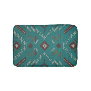Tapis De Bain Tonalité turquoise géométrique Navajo Sud-Ouest