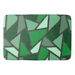 Tapis De Bain Tons de motif en vitrail vert