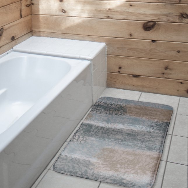 Tapis De Bain Tons doux Abstraits gris Beige Acier Bleu & Brown (Créateur téléchargé)