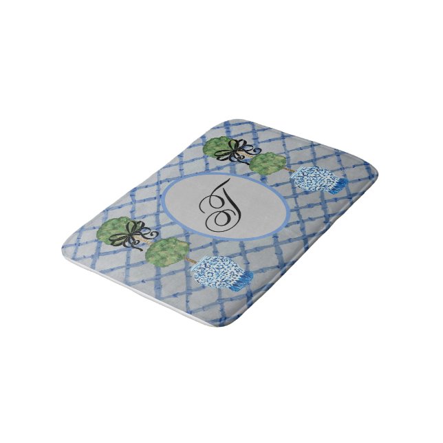 Tapis De Bain Topiacé Bleu Gingembre Jarre Tapis (Angle)