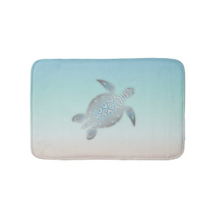 Tapis De Bain Tortue de mer argentée Style plage Turquoise