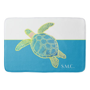 Tapis De Bain Tortue marine marine marine Turquoise bleue