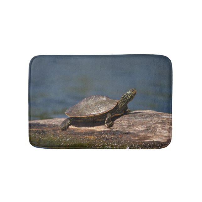 Tapis De Bain Tortue peinte sur un bûcher (Devant)