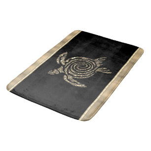 Tapis De Bain Tortue tribale à spirale dorée