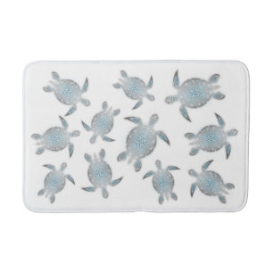 Tapis De Bain Tortues marines argentées blanches