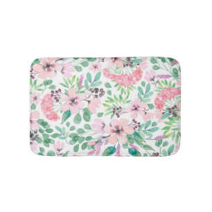 Tapis De Bain Toscane Aquarelles Motif Fleurs roses