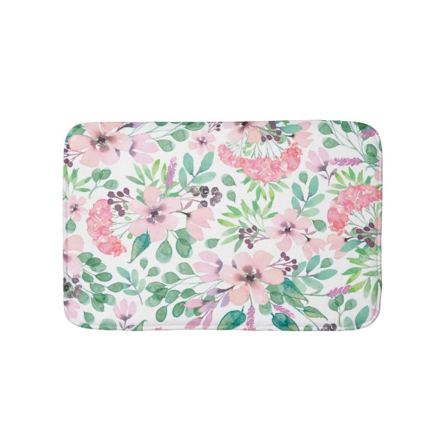 Tapis De Bain Toscane Aquarelles Motif Fleurs roses (Devant)