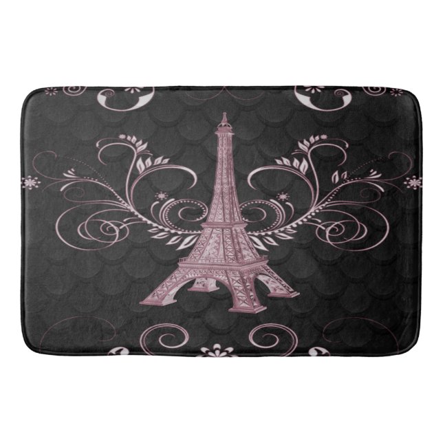 Tapis De Bain Tour Eiffel Flore Rose torsadée Mat (Devant)