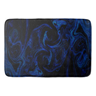 Tapis De Bain Tourbillon Noir Bleu Abstrait Fumé Cool