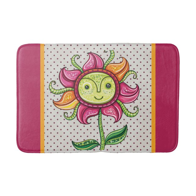 Tapis De Bain Tournesol rouge Abstrait (Devant)