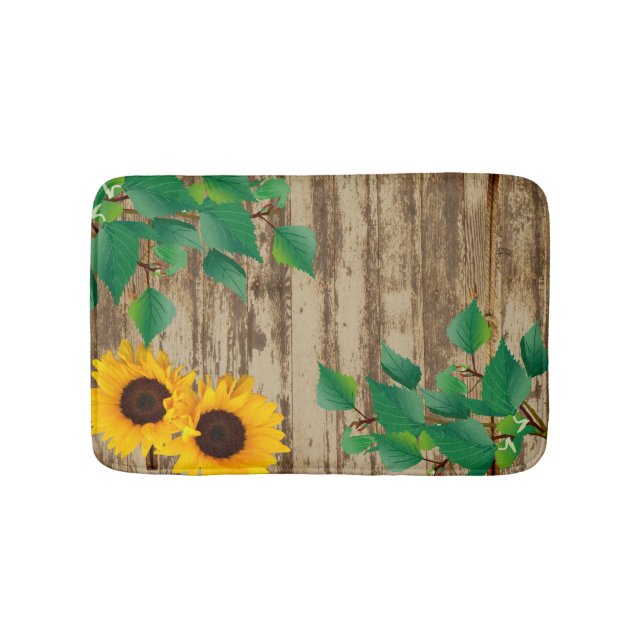 Tapis De Bain Tournesol rustique en bois (Devant)
