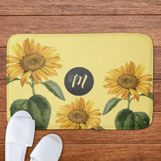 Tapis De Bain Tournesol vintage Illustration du mât de bain init