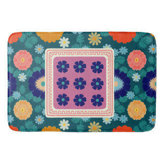Tapis De Bain Tournesols Groovy et Fleurs Botaniques